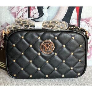BADGLEY MISCHKA Quilted Studded Logo Chain Camera Bag NWT